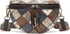 Разноцветная женская поясная кожаная сумка Vintage (20342)