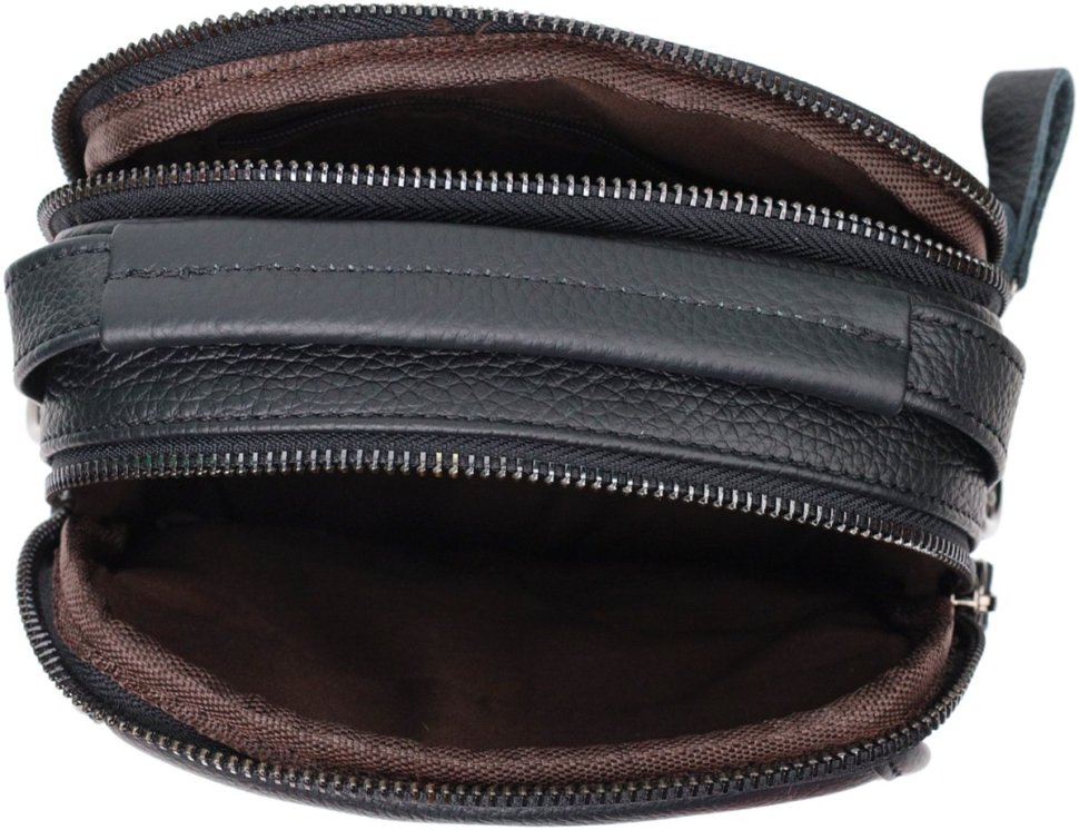 Повседневная мужская сумка-барсетка из натуральной кожи флотар черного цвета Vintage 2422147