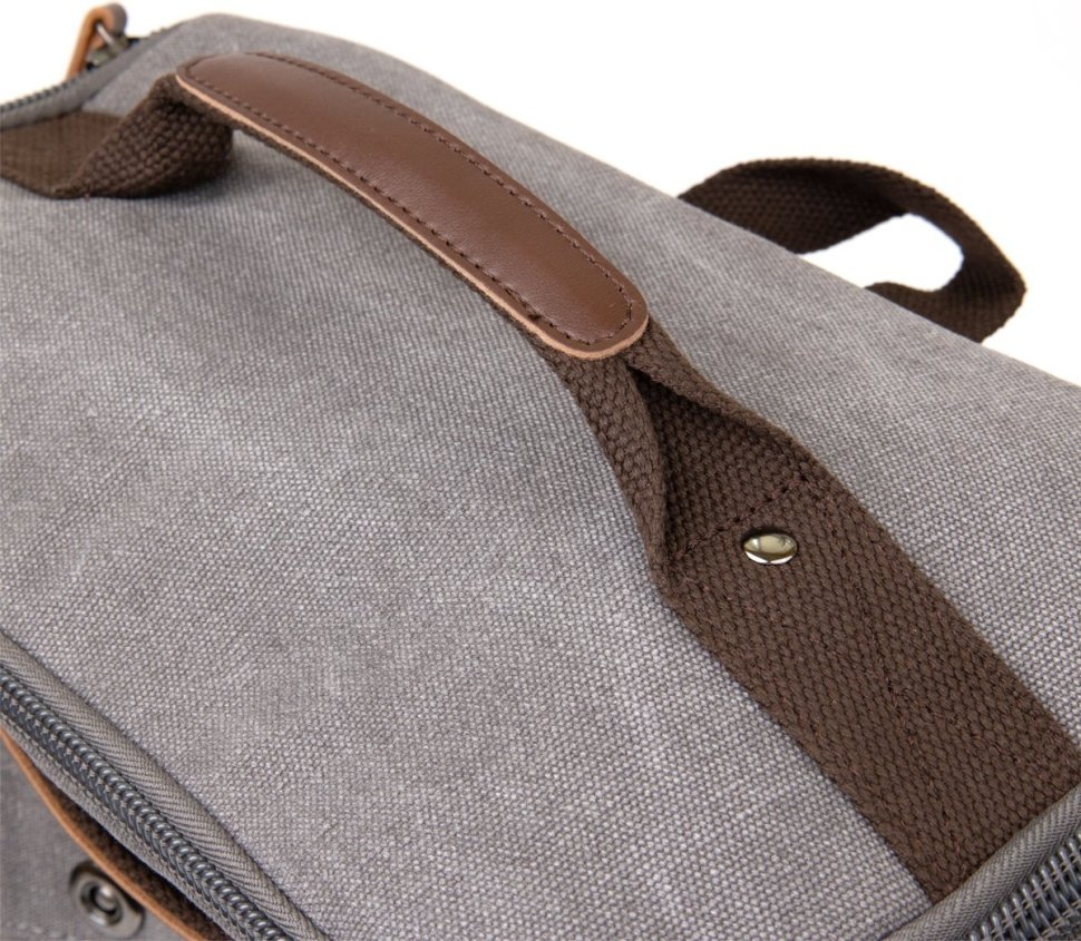 Текстильний дорожній рюкзак з сірого текстилю з ручками Vintage (20662)