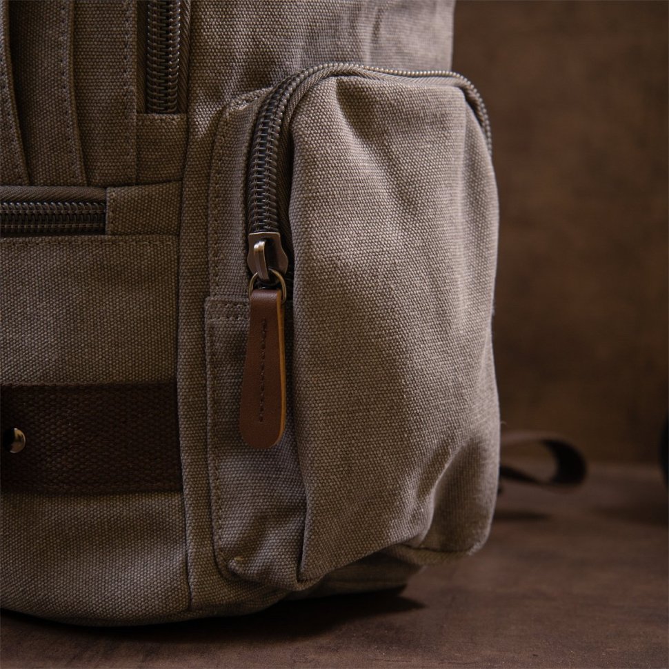 Текстильный дорожный рюкзак из серого текстиля с ручками Vintage (20662)