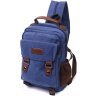 Большой мужской слинг-рюкзак из синего текстиля Vintage 2422169 - 1
