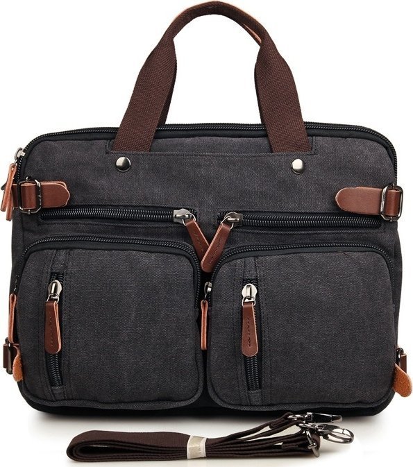 Універсальна текстильна сумка трансформер сірого кольору VINTAGE STYLE (14480)