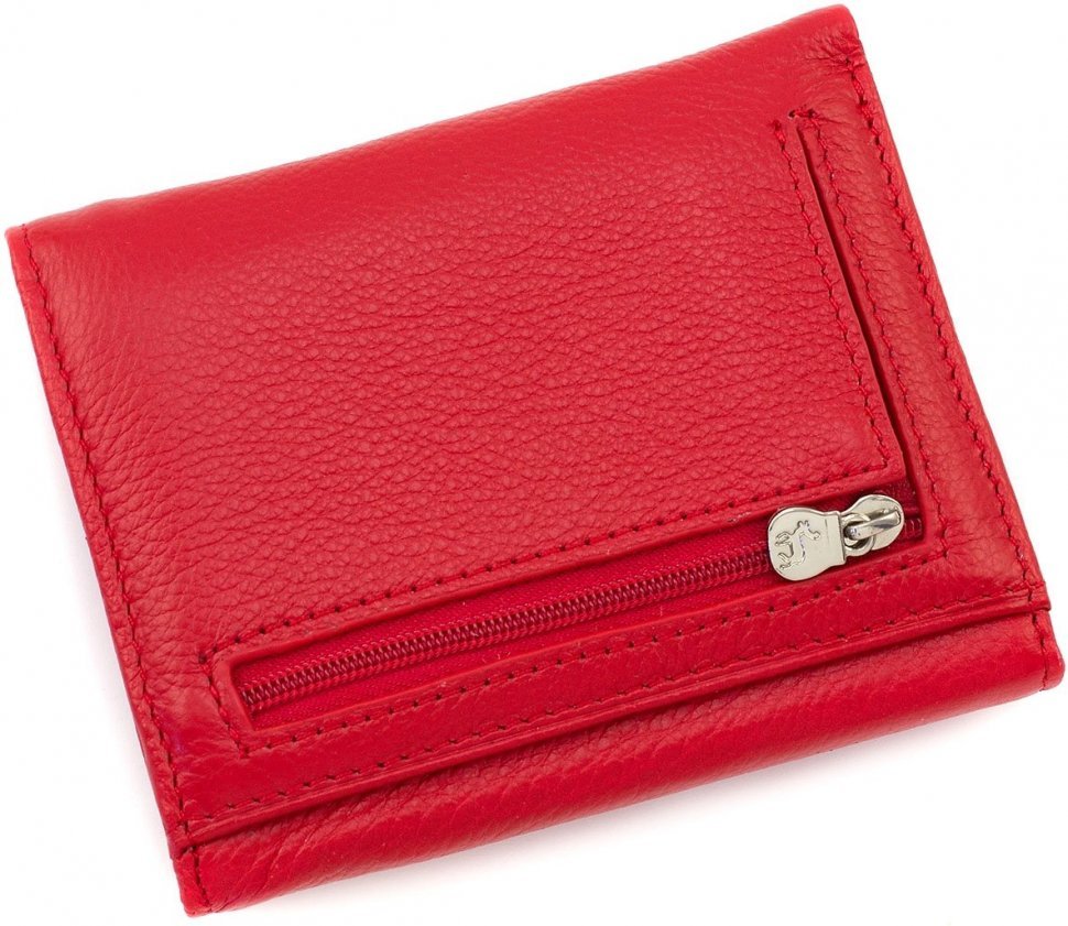 Маленький женский кожаный кошелек красного цвета под карточки Marco Coverna (17137)