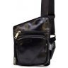 Кожаная мужская сумка-слинг небольшого размера в черном цвете TARWA (19795) - 1