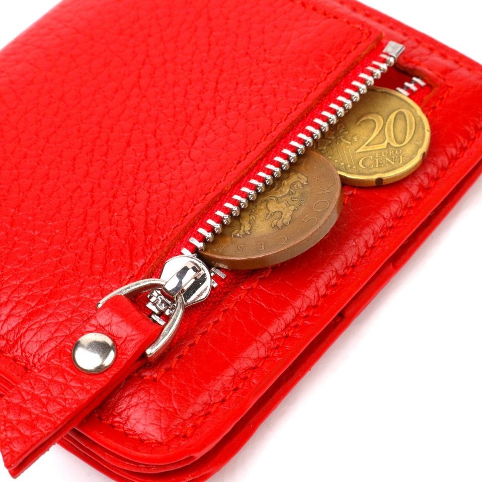 Красный женский кошелек небольшого размера из натуральной кожи флотар CANPELLINI (2421803)