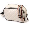 Женская белая сумка-кроссбоди из натуральной кожи на две молнии Vintage (2422117) - 1