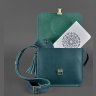 Темно-зеленая бохо-сумка из гладкой кожи с замком на BlankNote Лилу (12735) - 2