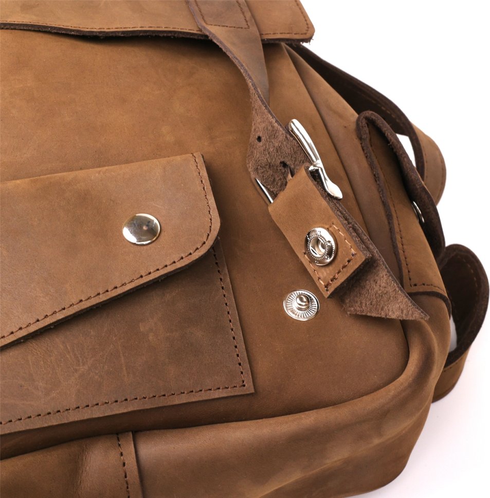 Коричневый рюкзак из винтажной кожи крейзи хорс с клапаном SHVIGEL (13948)