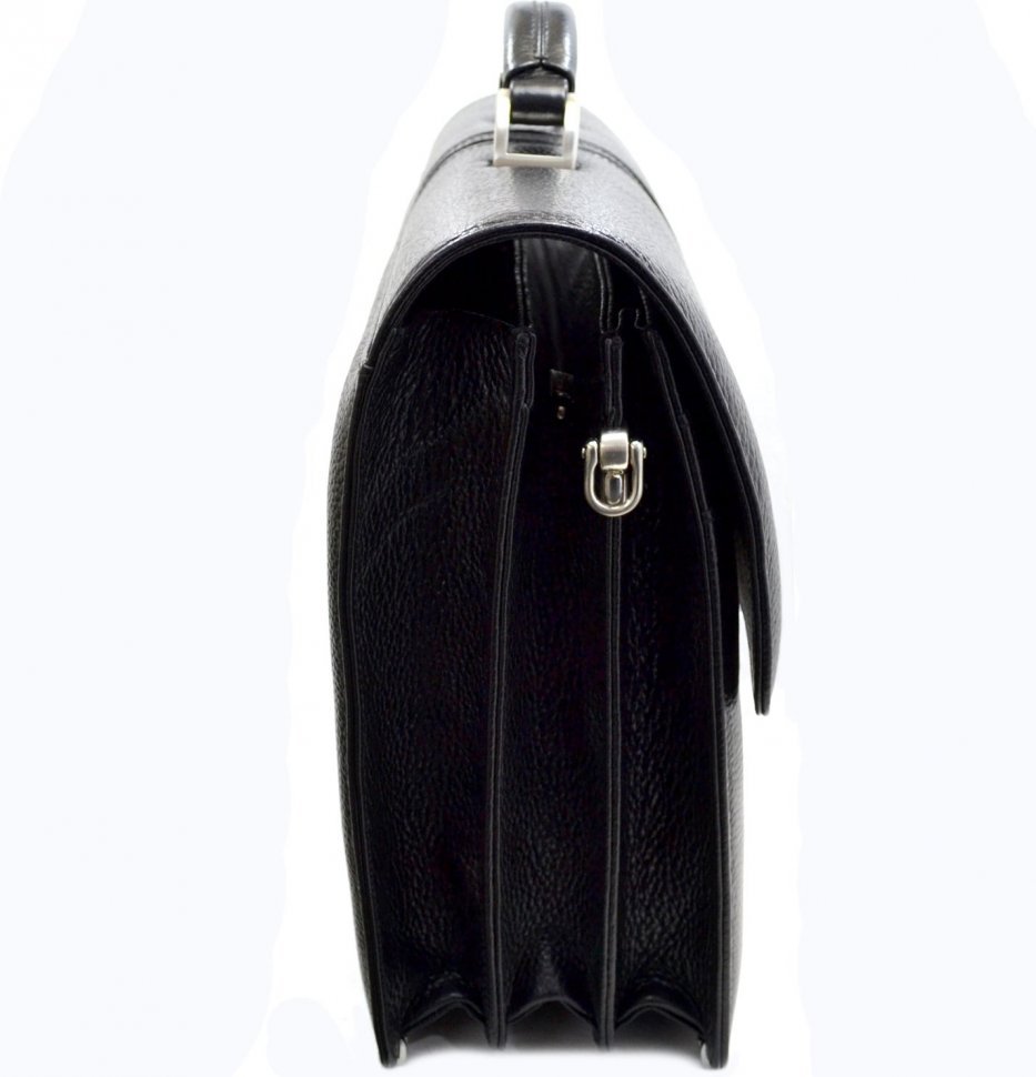 Удобный портфель черного цвета из натуральной кожи Desisan (317-011)