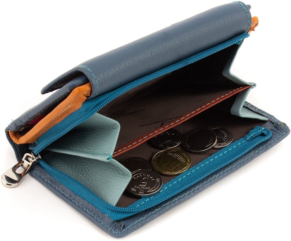Женский кожаный кошелек среднего размера в синем цвете ST Leather 1767267