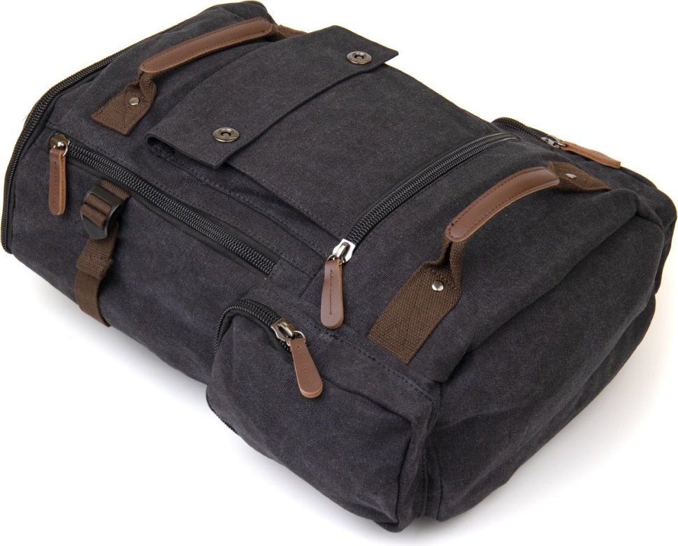 Чорний текстильний дорожній рюкзак з ручками Vintage (20663)