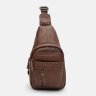 Мужской кожаный слинг-рюкзак коричневого цвета через плечо Keizer (22097) - 2