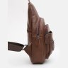 Мужской кожаный слинг-рюкзак коричневого цвета через плечо Keizer (22097) - 4