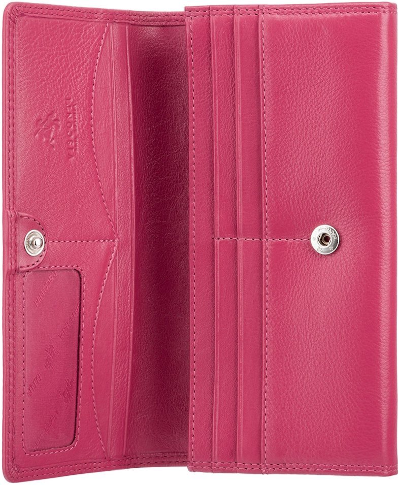 Розовый женский кошелек большого размера из натуральной кожи с навесным клапаном Visconti 68867
