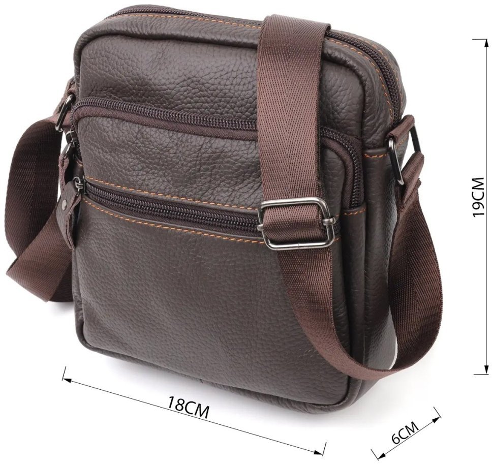 Коричневая маленькая мужская сумка-планшет из натуральной кожи Vintage (20687)