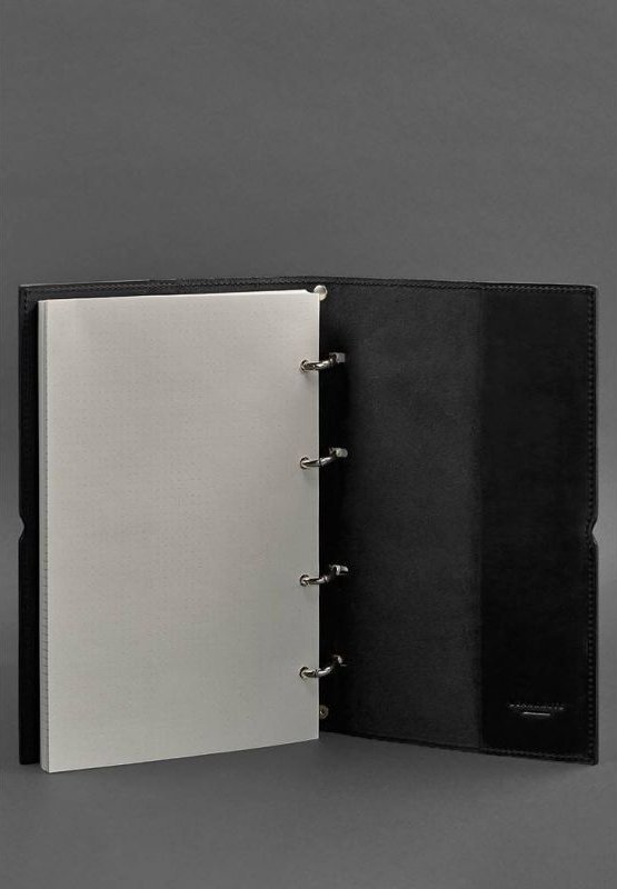Кожаный блокнот А4 на кольцах (софт-бук) черного цвета - BlankNote (42668)