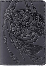 Обложка на паспорт из черной винтажной кожи с рисунком SHVIGEL (2413837)