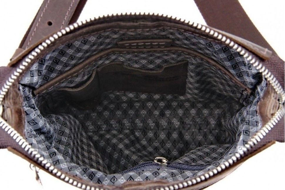 Мужская сумка-мессенджер коричневого цвета из натуральной кожи Tom Stone (12183)