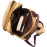 Вместительная мужская сумка-рюкзак из текстиля песочного цвета Vintage 2422171 - 5