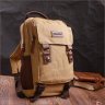 Вместительная мужская сумка-рюкзак из текстиля песочного цвета Vintage 2422171 - 7