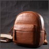 Женский кожаный рюкзачок небольшого размера в коричневом цвете Vintage 2422433 - 6