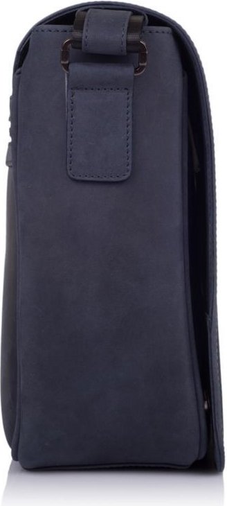 Синяя мужская сумка-мессенджер большого размера из винтажной кожи TARWA (21687)