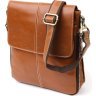 Светло-коричневая мужская сумка на плечо с навесным клапаном на магнитах Vintage (20830) - 1