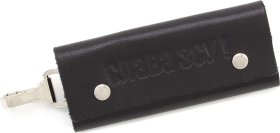 Черная кожаная ключница на кнопках с надписью Слава ЗСУ - Grande Pelle (13211)