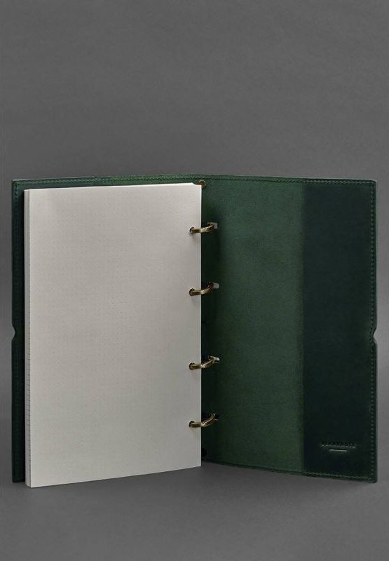 Кожаный блокнот А4 на кольцах (софт-бук) зеленого цвета - BlankNote (42669)