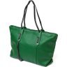 Женская вместительная сумка зеленого цвета из натуральной кожи с ручками Vintage (2422119) - 1