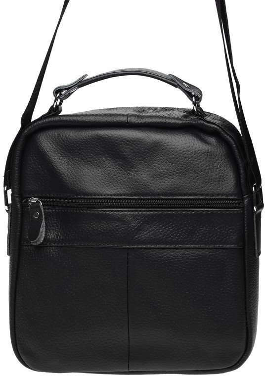 Мужская сумка-барсетка из черной кожи флотар на плечо Borsa Leather (19345)