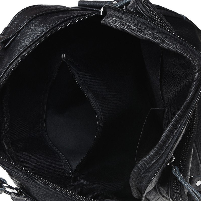 Мужская сумка-барсетка из черной кожи флотар на плечо Borsa Leather (19345)