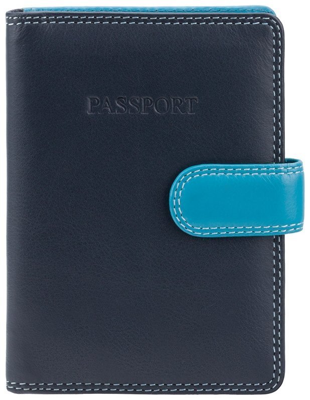 Качественная обложка для паспорта из натуральной кожи синего цвета Visconti Sumba 68769