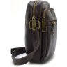 Маленькая мужская кожаная сумка-планшет на плечо в коричневом цвете TARWA (21669) - 4
