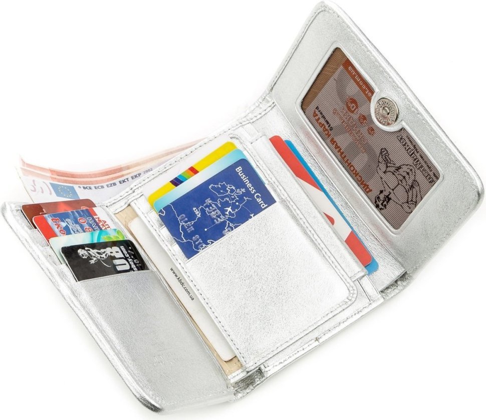Вертикальный кошелек серебристого цвета из кожи ската STINGRAY LEATHER (024-18636)