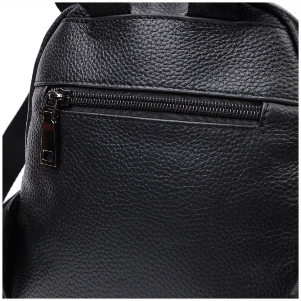 Маленький женский рюкзак из натуральной кожи черного цвета Vintage 2422434