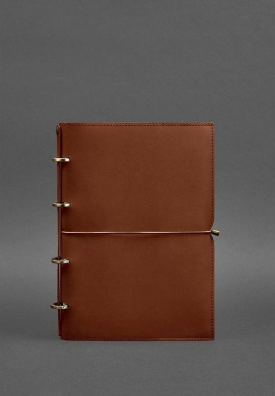 Кожаный блокнот А4 на кольцах (софт-бук) в мягкой обложке светло-коричневого цвета - BlankNote (42670)
