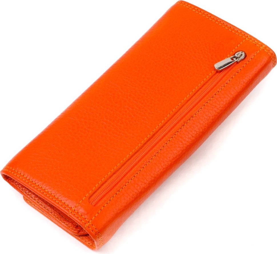 Оранжевый женский кошелек из натуральной зернистой кожи с клапаном CANPELLINI (2421706)