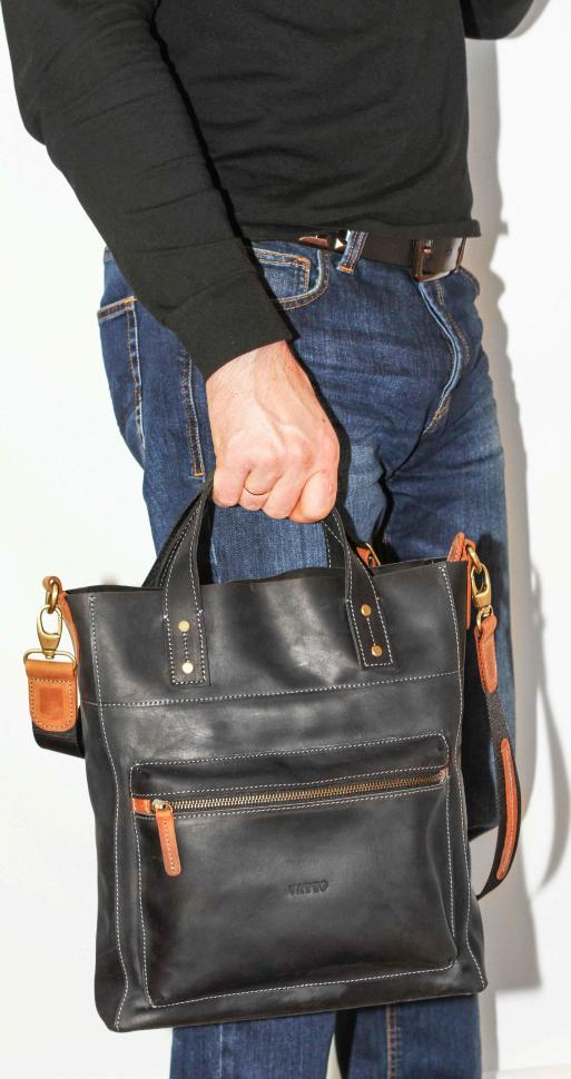 Мужская сумка вертикального типа с рыжими вставками VATTO (12111)