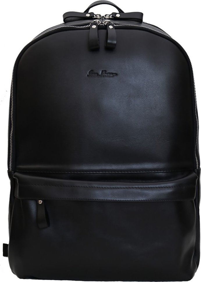 Классический кожаный рюкзак черного цвета с отделением под ноутбук Issa Hara (21155)