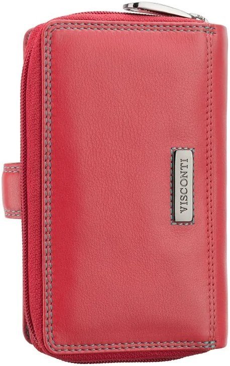 Вертикальный женский кошелек из натуральной кожи красного цвета с монетницей Visconti 69270