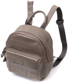 Женский маленький рюкзак из натуральной кожи серого цвета Vintage 2422435