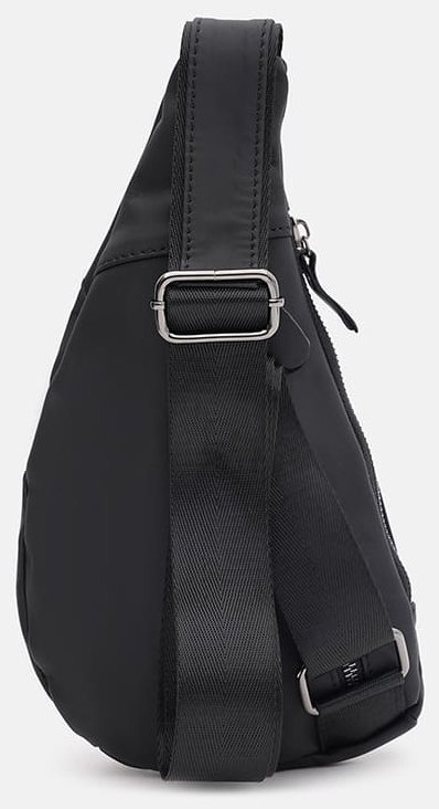 Мужская стильная сумка-слинг через плечо из натуральной кожи черного цвета Keizer 71671