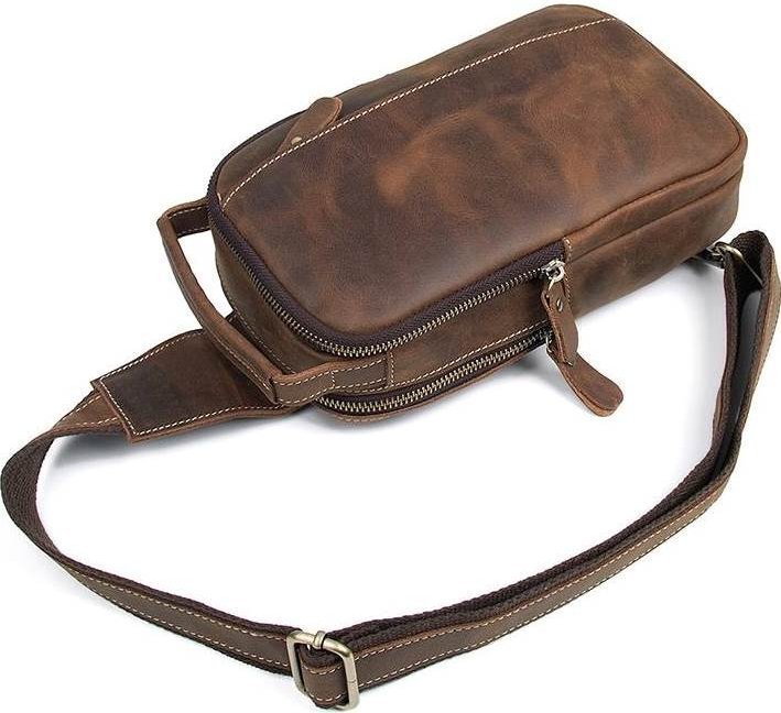 Винтажная сумка-рюкзак из натуральной кожи коричневого цвета VINTAGE STYLE (14519)
