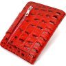 Красный женский кошелек среднего размера из натуральной кожи с тиснением под крокодила CANPELLINI (2421807) - 2