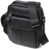 Небольшая мужская сумка-барсетка из натуральной кожи флотар черного цвета Vintage 2422148 - 1