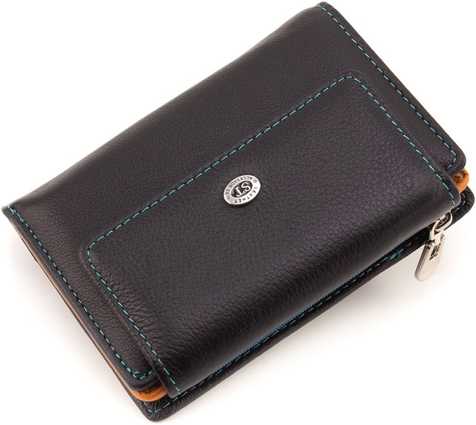 Черный женский кошелек среднего размера из натуральной кожи ST Leather 1767271