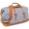 Белая дорожная текстильная женская сумка в полоску Vintage (20667) - 6