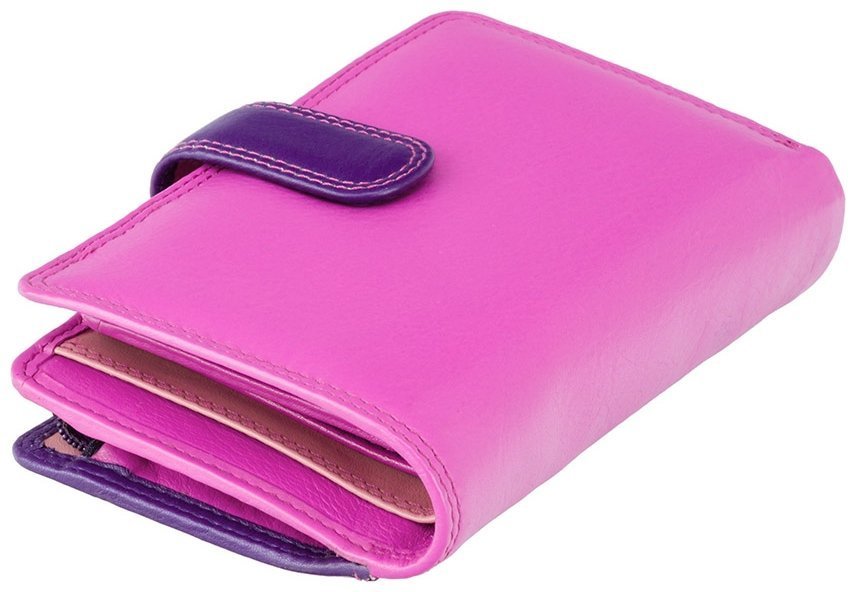 Розово-фиолетовый женский кошелек среднего размера из натуральной кожи на кнопке Visconti Fiji 68871