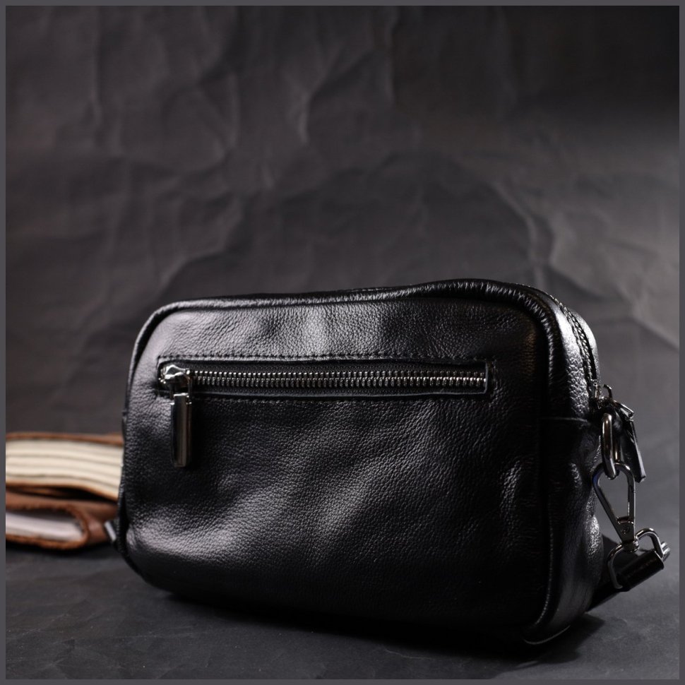 Женская черная сумка-кроссбоди на плечо из натуральной кожи Vintage 2422436